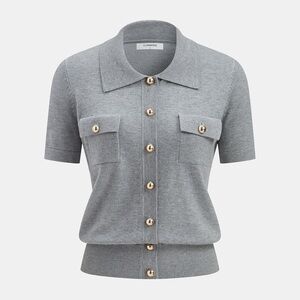 NWT COMMENSE Button Wool-Blend Collared Knit Cardigan womens size XS oversized